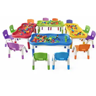 Masă Educațională Tip LEGO Cu Blat Ondulat și Reglabil BNL227-1