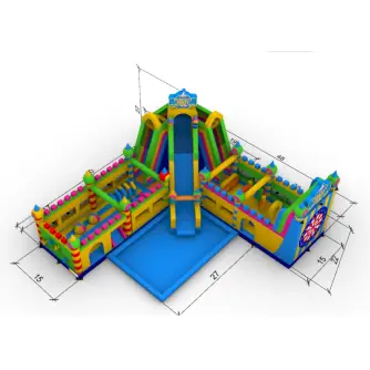 Castel gonflabil multifuncțional cu tobogan uriaș și mini piscină